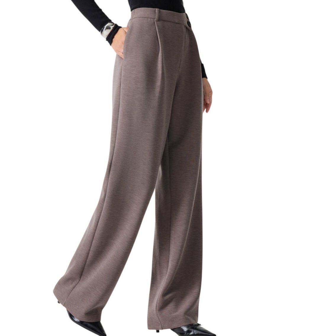 Ogl Asymmetric Waist High Rise Wide Leg Luxe Knit Wool Silk Pants Size Large